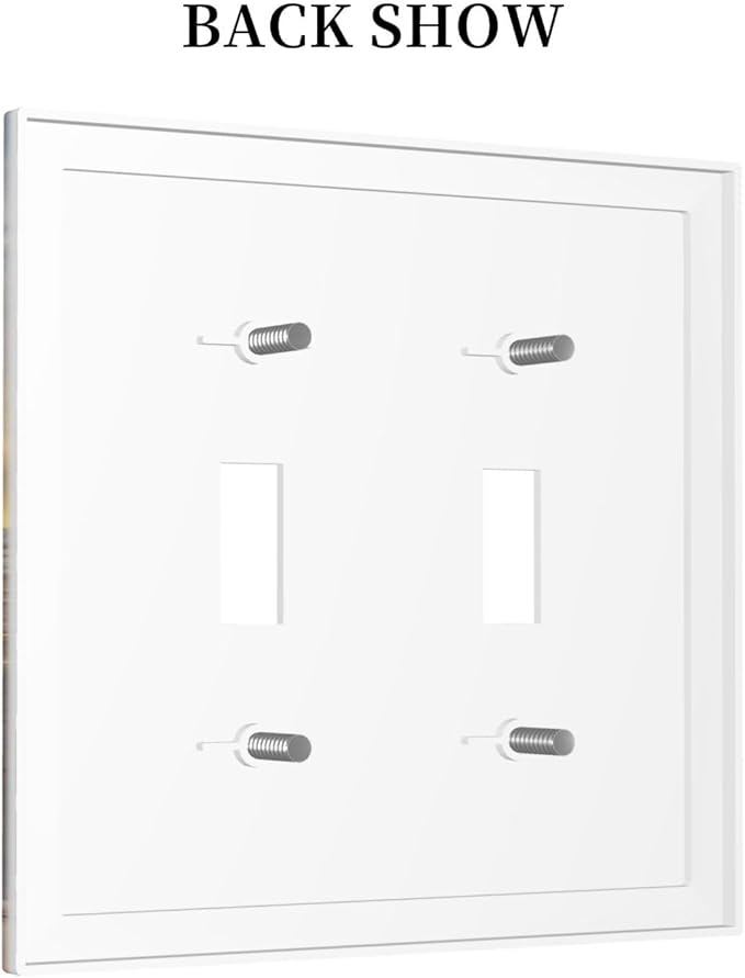 Sun Beach Grass Ocean Landscape 2 Gang Light Switch Plate Decorative Double Toggle Wall Plate Farmhouse Western Brown Barn Door Receptacle Switchplate Decorate for Home Living Room Bedroom