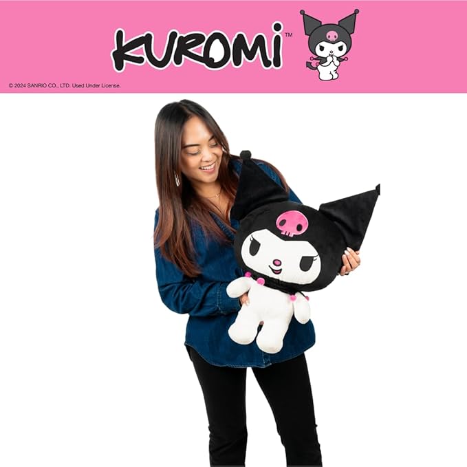 Kuromi Cuddle Pillow Buddy, Kids Bedding Super Soft Plush Kawaii Pillow, (Officially Licensed Product) By Franco Collectibles