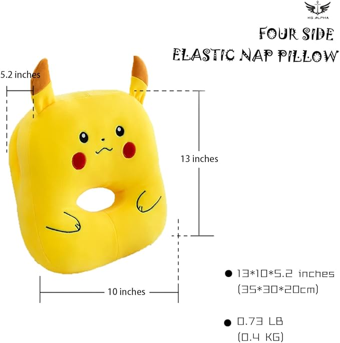 Plush Stuffed Cute Napping Toy Pillow for Kids Girls, Neck Support Foam Memory Sleeping Pillows, Office Neck Pillow for Cervical Pain Relief Yellow Pika