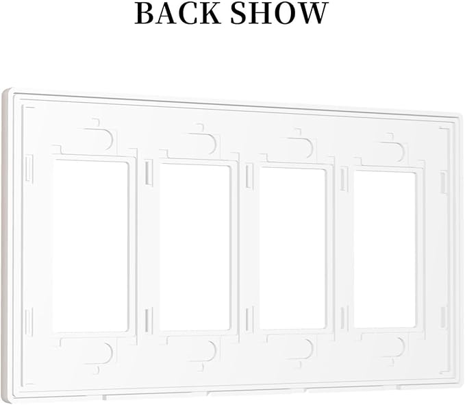 Beige 4 Gang Quad Rocker/GFCI/Decorator Light Switch Cover Plate Decorative Electric Faceplate Decorative Switchplate Screwless
