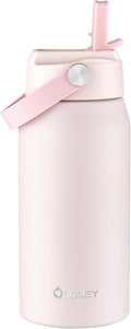 Oldley 18oz Insulated Water Bottle with Straw, Stainless Steel Water Bottle for Sports, Travel, School, BPA-Free Sports Bottles for Adult Kids, Leak-Proof, Pink