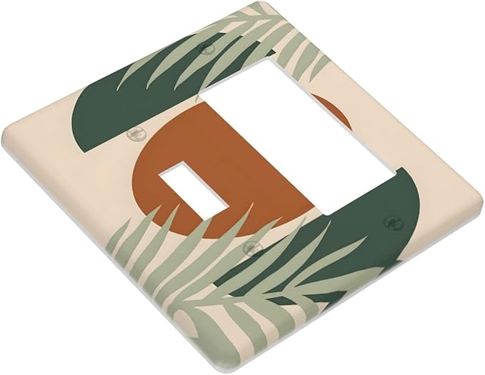 Light Switch Cover Vintage Boho Sun Leaf 2 Gang Toggle Rocker Combo Socket Cover Wall Plates Decorative Switch Plates and Outlet Covers for Bathroom Bedroom Decor