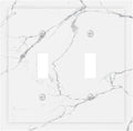 Luxurious White Marble Abstract Print Decorative Switch Plates 2 Gang Double Toggle Outlet Light Switch Cover Wall Plate Electrical Faceplate for Bathroom Kitchen Bedroom Decor