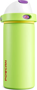 POWCAN 18 oz Insulated Water Bottle: 2-in-1 Push-Button Spout & Quick-Flip Straw, Leakproof, Cold 24Hrs, Lockable, Fits Car Cup Holder, Stainless Steel Cup for Sports, Travel, Daily Use (Scare School)