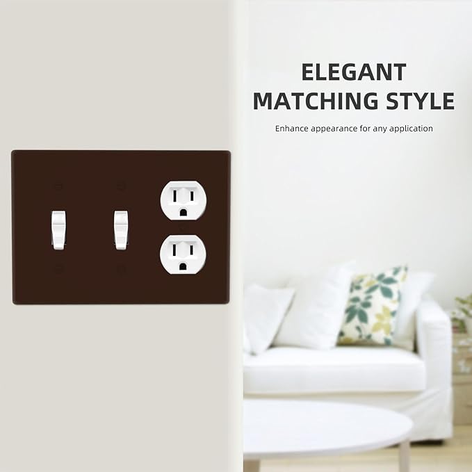Coffee Brown 3 Gang 2 Toggle 1 Duplex Combination Light Switch Plate Decorative Triple Toggle Wall Plate Cover Electrical Faceplate Switch Face Plate