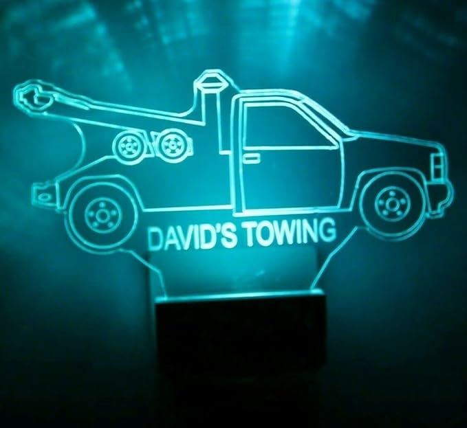 Night Light Multi Color Personalized LED Plug-in, Ultra-Slim Touch Night Light Smart Dusk to Dawn Sensor, Kids Children's Bedroom Kitchen Bathroom Hallway Play Room Variations (Tow Truck)