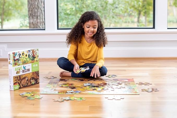 Crocodile Creek Above + Below 48-Piece Jigsaw Floor Puzzle - Fun Floor Puzzles for Kids Ages 4-8 - Backyard Discovery - 27 x 20 inches Finished