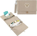 MOMIGO Baby Diaper Bag Organizer Pouches - Waterproof Pod Foldable Diaper Organizer Set, Cute Bear Bag Gift for Baby Shower (Brown)