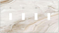 Light Switch Covers Beige Marble Pattern Quad Toggle 4 Gang Wall Plate Electrical Faceplate Decorative Switch Plates for living Room Bedroom Decor