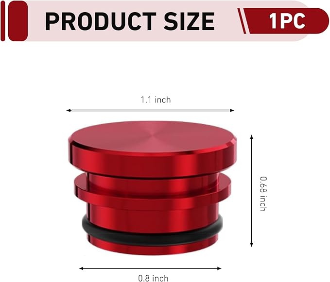 WZP Cigarette Lighter Plug Cover, Aluminum Cigarette Lighter Socket Cover Cap, Dustproof Waterproof Plug Covers Replacement, Universal for Car Power Port Outlet with Standard 12V Power Source (Red)