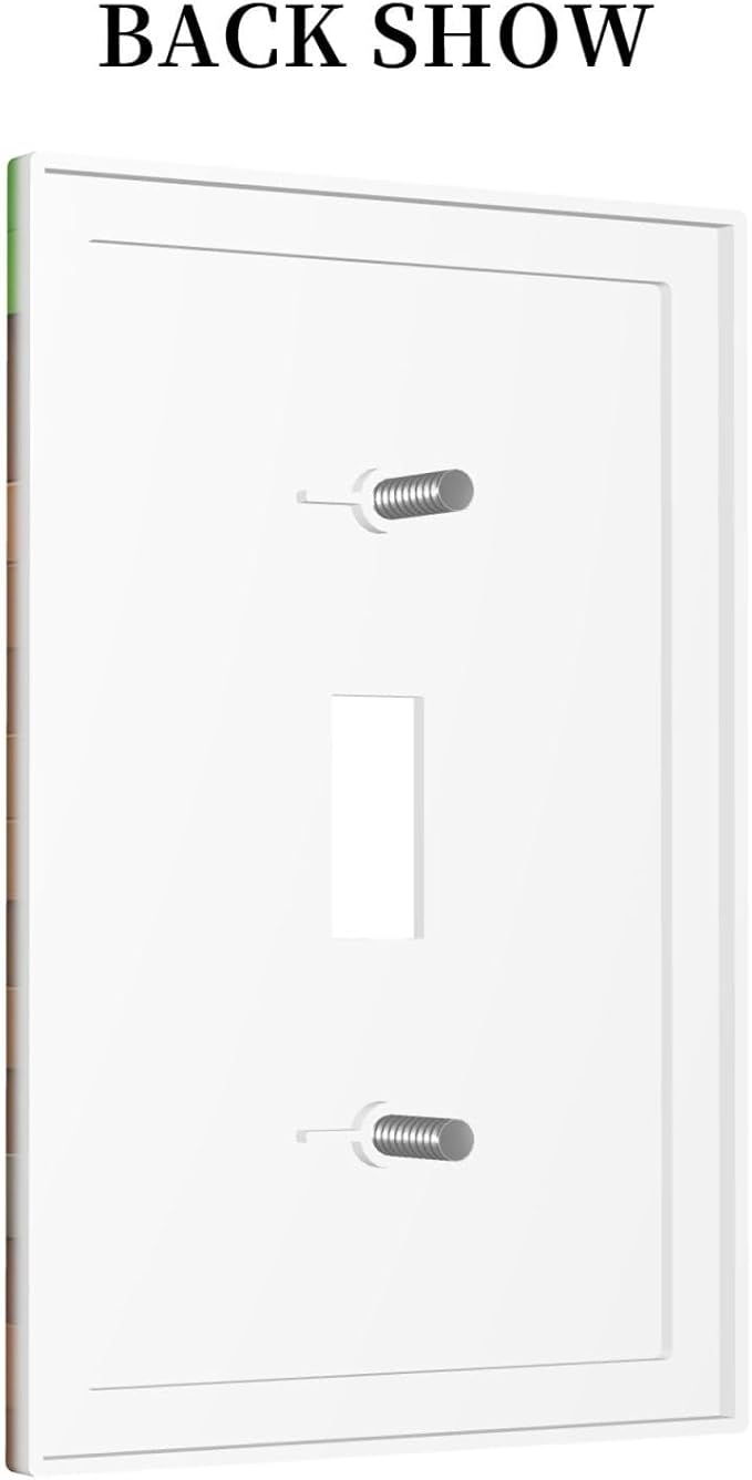 Pixel Style Gamer Themed Grass Block Decorative Light Switch Cover 1 Gang Single Toggle Device Electrical Faceplate Switchplates Decorator Outlet Wall Plate for Kids Room Office Home Decor