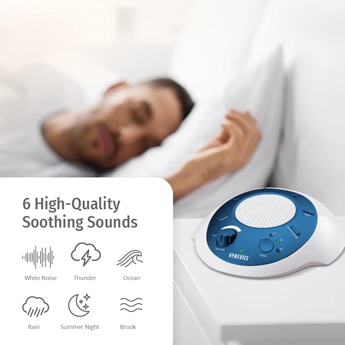 Homedics SoundSleep White Noise Sound Machine,Blue,Small Travel Sound Machine with 6 Relaxing Nature Sounds,Portable-Sound Therapy for Home,Office,Nursery,Auto-Off Timer,by Homedics,(Pack of 3)