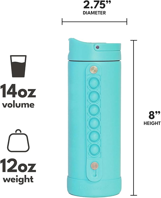 Elemental Iconic Kids Water Bottle for School - 100% Leak-Proof Insulated Water Bottles with Straw Lid & Pop-It Handle for Boys & Girls - Triple-Wall Insulated & BPA-Free, 14oz – Robin’s Egg