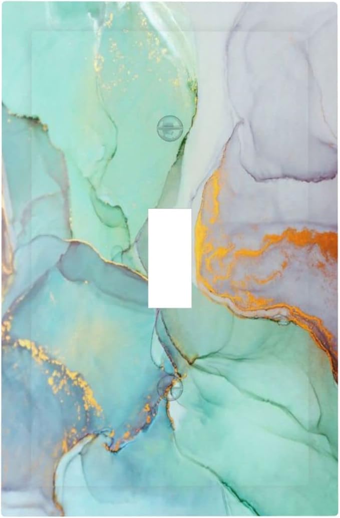 Mint Green Marble Abstract Crystal Pretty Green 1 Gang Light Switch Plate Decorative Single Toggle Wall Plate Cover Electrical Switchplate Faceplate Turquoise Marble Bathroom Bedroom Decorate 5" x 3