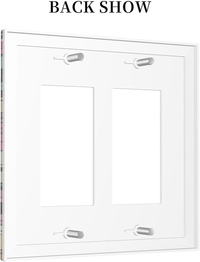 Cartoon Hand Drawn Ice Cream Doodles Colorful Print Decorative Outlet Covers 2 Gang Double GFCI Rocker Electrical Wall Panels Light Switch Cover Plate for Kids Room Nursery Decor