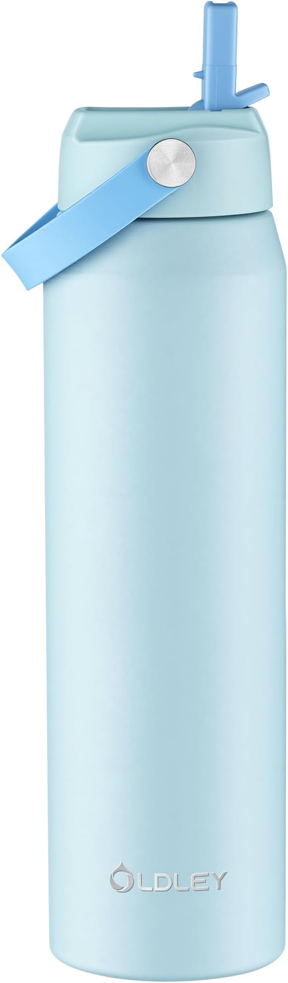 Oldley 32oz Insulated Water Bottle with Straw, Stainless Steel Water Bottle for Sports, Travel, School, BPA-Free Sports Bottles for Adult Kids, Leak-Proof, Light Blue