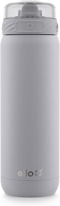 Ello Cooper 22oz Stainless Steel Water Bottle with Straw and Carry Handle, Double Walled and Vacuum Insulated Metal, Leak Proof Locking Lid with Soft Silicone Spout, Reusable, BPA Free, Grey