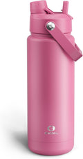 ENCOOL Insulated Water Bottle with Straw Stainless Steel Water Bottle, Leak-Proof, BPA-Free, Double Wall Vacuum Keeps Cold for 24 Hours for Sports, Travel, School (32 oz, Turkish Rose)