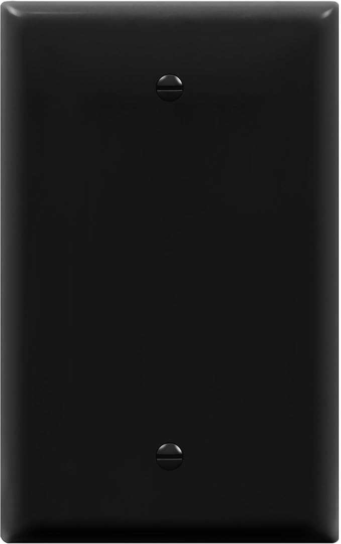 ENERLITES Blank Device Wall Plate, Blank Outlet Cover, Gloss Finish, Mid-Size 1-Gang 4.88" x 3.11", Polycarbonate Thermoplastic, 8801M-BK, Black