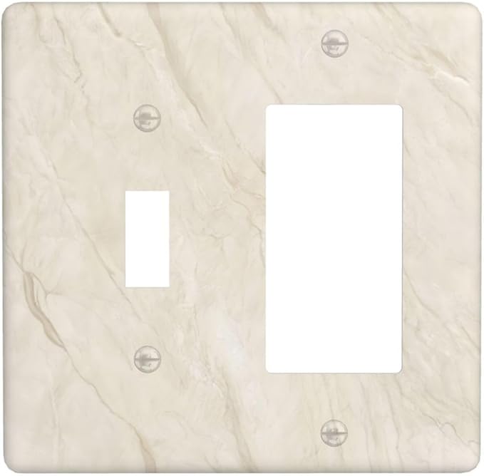 White Taupe Marble Abstract Luxury Outlet Covers 1 Toggle 1 Rocker Combination Decorative Wall Plate Electrical Switch Plates Light Switch Cover Plate for Bathroom Kitchen Home Decor