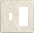 White Taupe Marble Abstract Luxury Outlet Covers 1 Toggle 1 Rocker Combination Decorative Wall Plate Electrical Switch Plates Light Switch Cover Plate for Bathroom Kitchen Home Decor