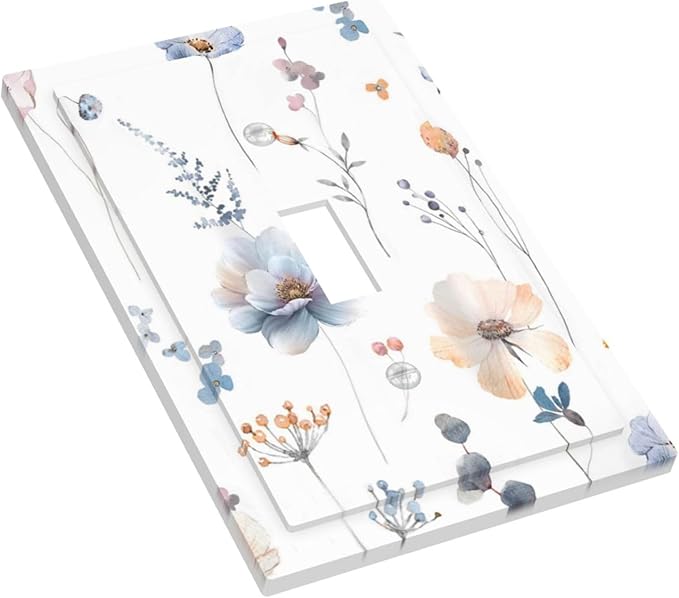 Wildflowers Plant Leaves Floral Berry Decorative Light Switch Cover 1 Gang Single Toggle Device Electrical Faceplate Switchplates Decorator Outlet Wall Plate for Bed Room Living Room Decor