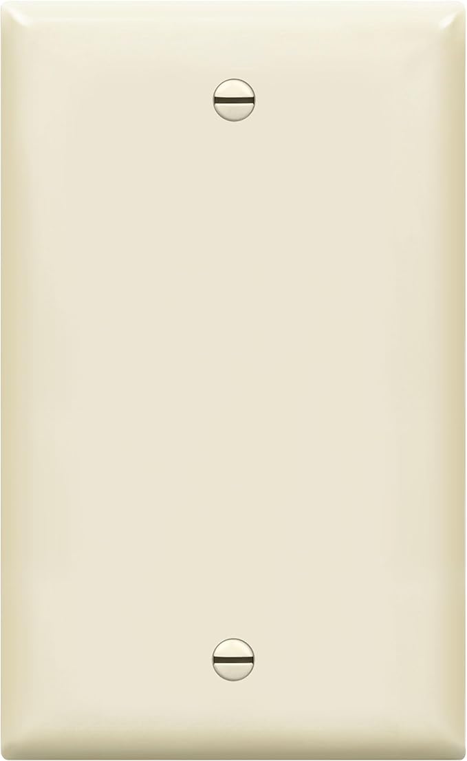 ENERLITES Blank Device Wall Plate, Gloss Finish, Standard Size 1-Gang 4.50" x 2.76", Polycarbonate Thermoplastic, 8801-LA, Light Almond