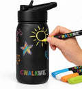 Kids Water Bottle 11.9oz Stainless Steel Vacuum Insulated with Washable Markers Included, Decorate Your Own Water Bottle, Dishwasher Safe, Easter Basket Stuffers for Boys & Girls