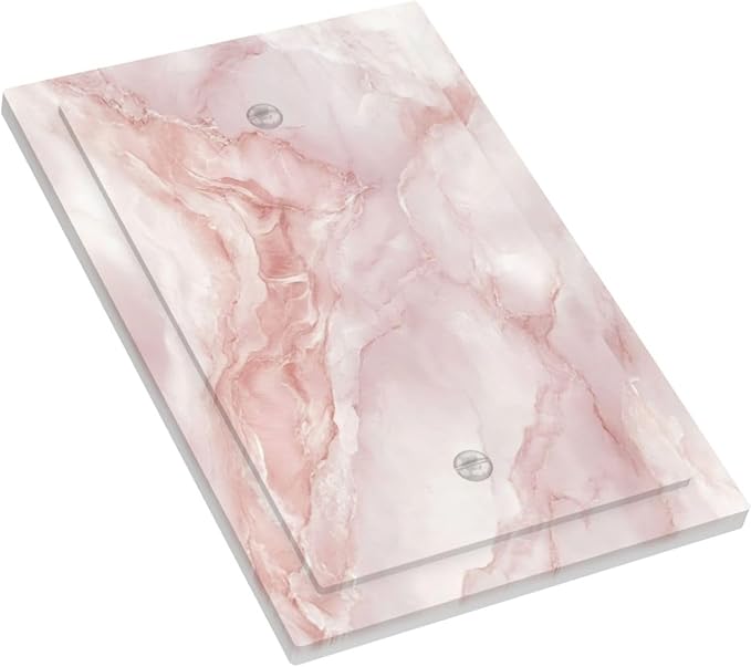 Light Switch Cover Plate Pinkish-White Marble Abstract Luxury Elegant 1 Gang Blank No Device Decorative Outlet Covers Electrical Wall Plate Switchplate for Bathroom Home Decor