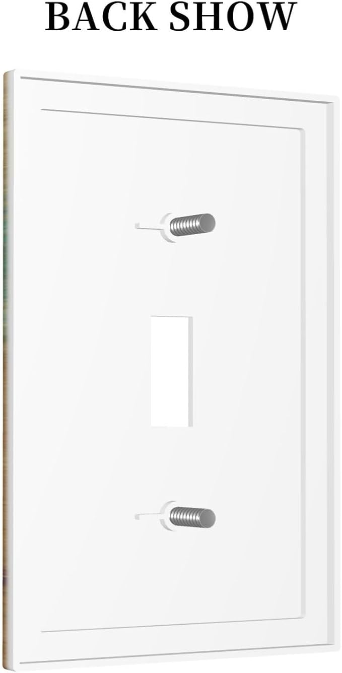 Decorative Light Switch Cover Rustic Green Wood Grain Sailboat 1 Gang Single Toggle Decorator Outlet Wall Plate Device Electrical Faceplate Switchplates for Farmhouse Bedroom Decor