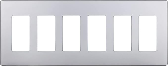 ENERLITES Elite Series Screwless Decorator Wall Plate Child Safe Outlet Cover, Gloss Finish, Size 6-Gang 4.68" H x 12.00" L, Unbreakable Polycarbonate Thermoplastic, SI8836-SV, Silver