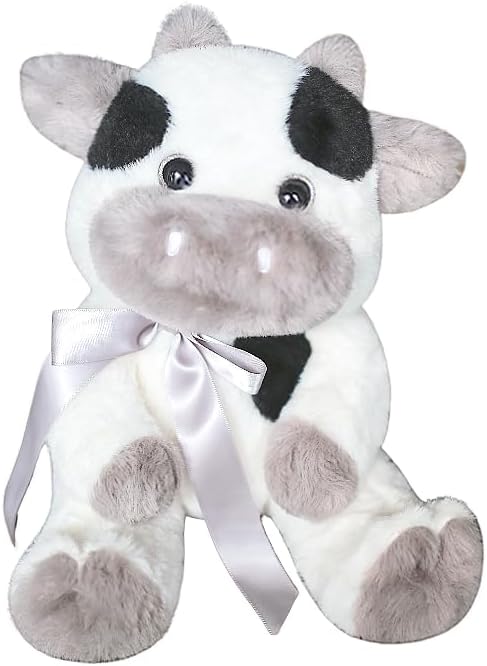 uoozii Warmable Cow Stuffed Animal - Microwavable 12" | 2 Pounds Unscented Weighted Stuffed Animals Non-Shedding Cow Plush Coolable & Heatable Warm Gifts for Kids & Adults