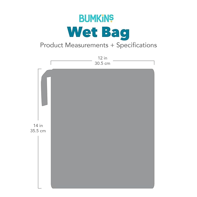 Bumkins Waterproof Wet Bag for Baby, Travel, Swim Suit, Cloth Diapers, Pump Parts, Pool, Beach, Gym Clothes, Toiletry, Hook to Stroller, Daycare, Zipper Reusable Wetdry Packing Pouch, Boho Beige