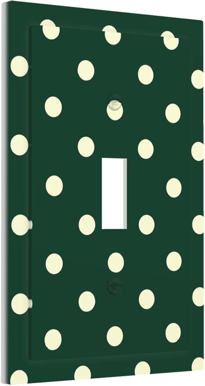 Hunter Green Polka Dot 1-Gang Toggle Light Switch Plate, Retro Preppy Vintage Emerald Dot Decorative Wall Plate for All Room Home Decor