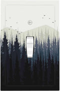 Decorative Light Switch Cover Forest Pine Tree Mountains Black Bird 1 Gang Single Toggle Device Electrical Faceplate Switchplates Decorator Outlet Wall Plate For Bed Room Farmhouse Decor
