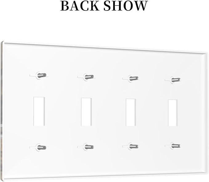 Light Switch Cover Plate Vintage Wooden Daisies Butterflies Floral 4 Gang Quad Toggle Decorative Switch Plates Electrical Wall Plates Faceplate for Bathroom Farmhouse Decor