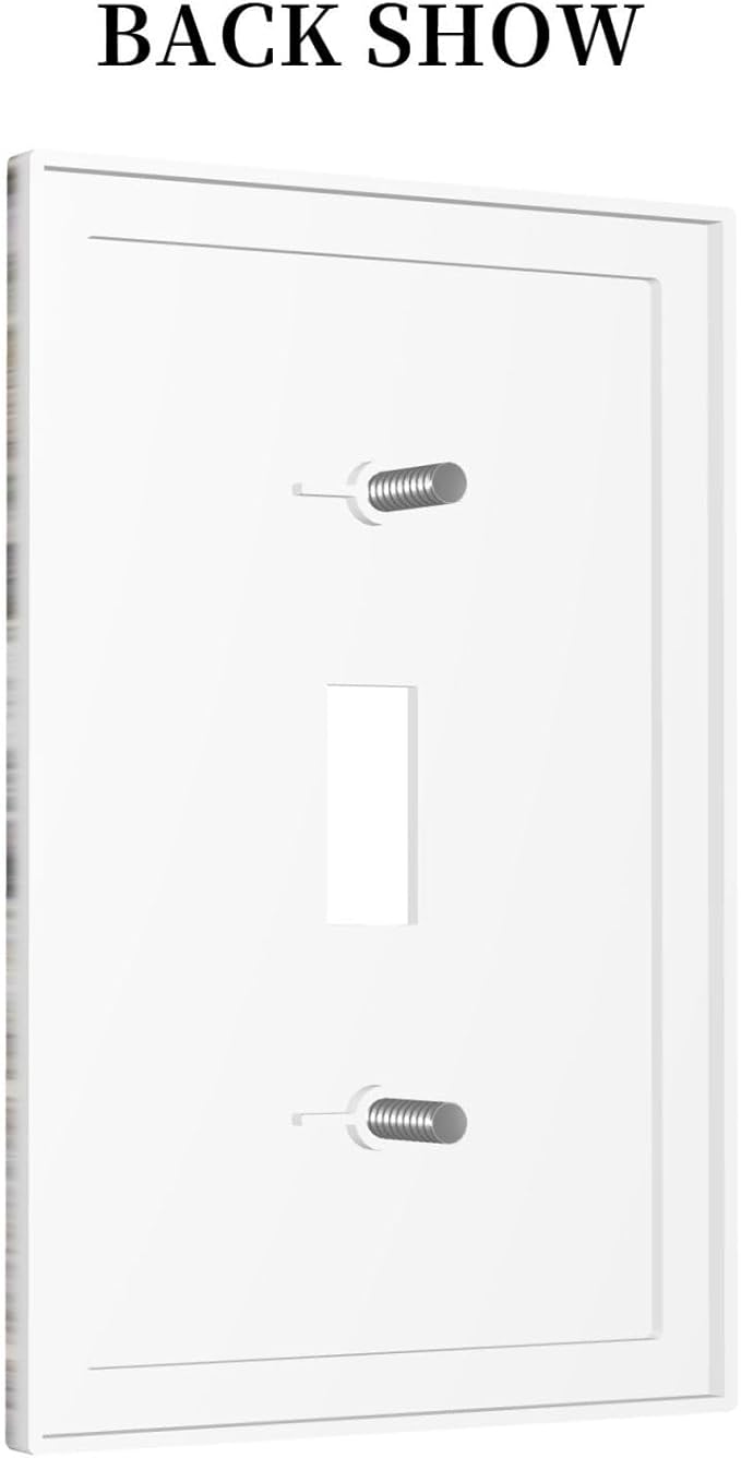 Vintage Light Wood Retro Rustic White Gray Oak Print Decorative Light Switch Cover 1 Gang Single Toggle Device Electrical Faceplate Switchplates Decorator Outlet Wall Plate for Farmhouse Home Decor