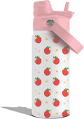 Insulated Water Bottle 18oz, Strawberry Gifts Water Bottle with 2-in-1 Straw and Spout Lid, Strawberry Cup Leakproof, Strawberries Cup for Strawberries Lovers, Birthday Gift Ideal for Girls
