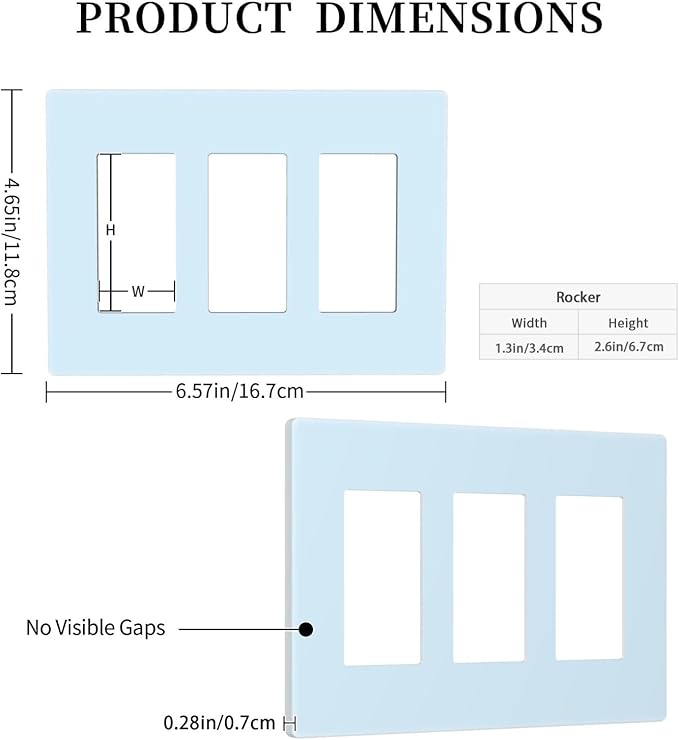 Aqua/Teal 3 Gang Triple Rocker/Decorator Light Switch Wall Plate Cover Decorative GFCI Electrical Faceplate Switchplate Dimmer