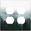 Forest Pine Forest Foggy Mountain Natural Scenery Outlet Covers 2 Gang Double Duplex Decorative Light Switch Covers Electrical Wallplates Socket Faceplate for Bed Room Living Room Decor