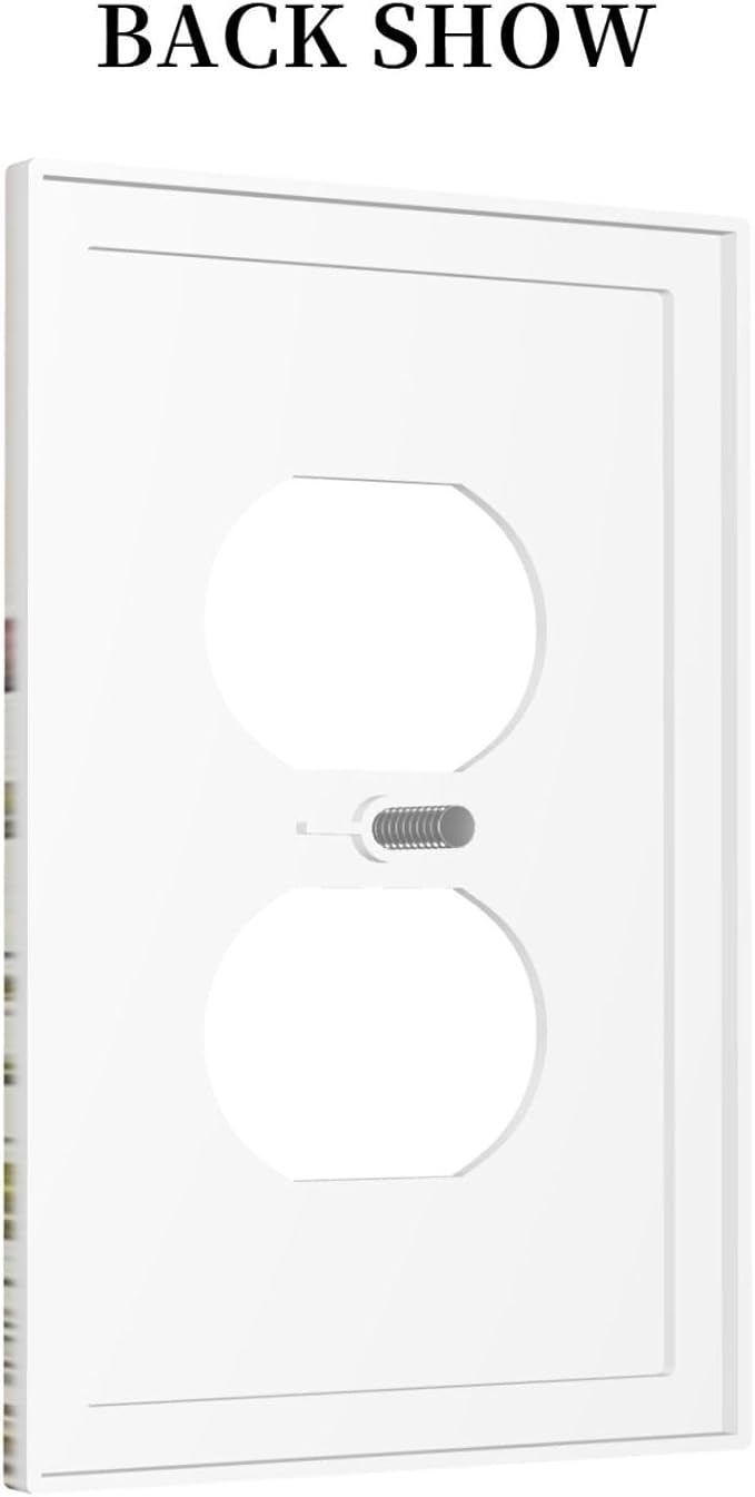Tan/Beige/Blue Boho Wild Flower Blossom 1 Gang Duplex Outlet Covers Watercolor Colorful Floral Wildflower Decorative Single Device One Gang Electric Receptacle Face Switch Wall Plate Bedroom Decorate