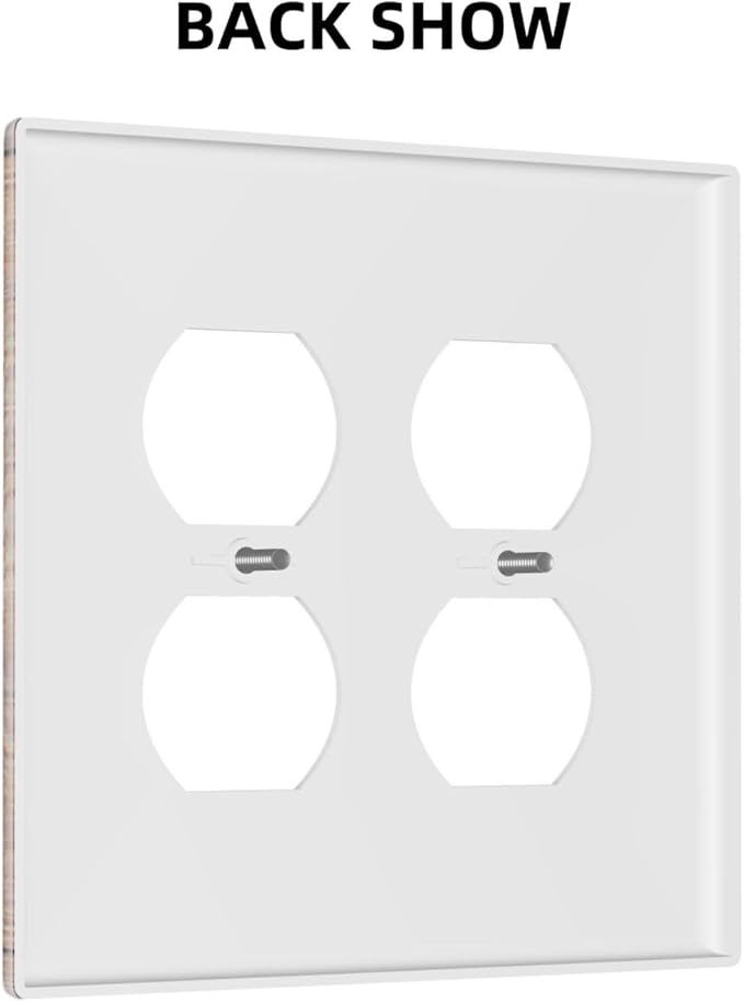 Decorative Outlet Covers with Wood Texture Rustic Vertical Planks Brown Design 2 Gang Wall Plate Double Duplex Receptacle Light Switch Cover Switch Plate Cover Vintage Kitchen/Bedroom Decor