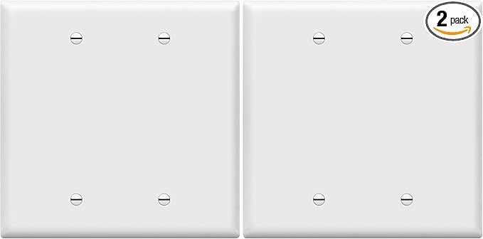 ENERLITES Blank Device Wall Plate, 2-Gang 4.88" x 4.92", Mid-Size, Unbreakable Polycarbonate Thermoplastic, UL Listed, 8802M-W, White, 2-Gang Mid Size (Pack of 2)