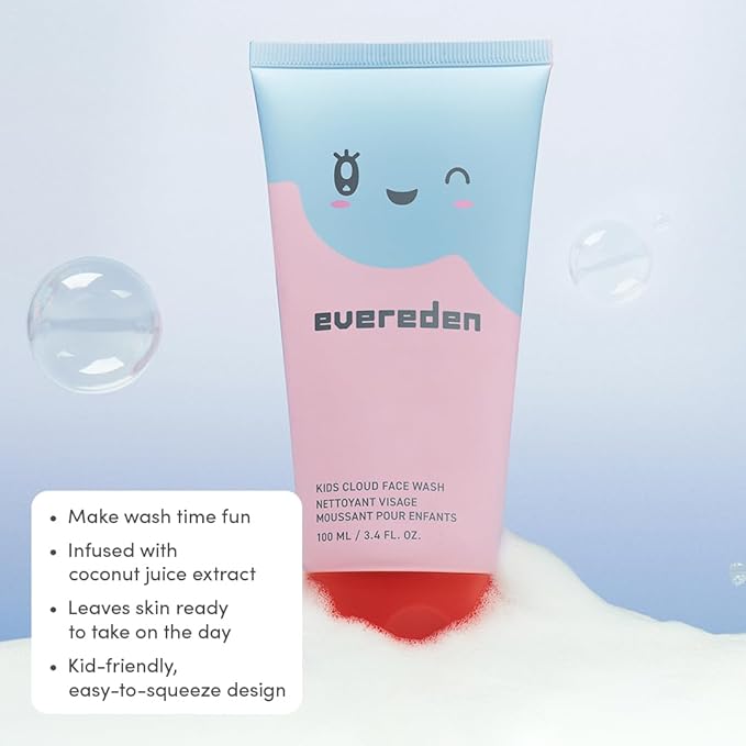 Evereden Kids Travel Set: Clean & Vegan 5-Piece Skin & Hair Care Set for Kids |Kids Face Cream, Face Wash, Detangling Shampoo, Conditioner & Spray With Travel Bag | Stocking Stuffers for Kids
