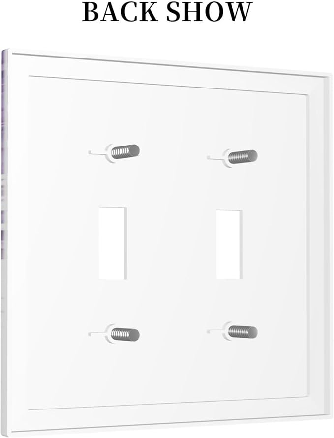 Purple Plants Leaves Eucalyptus Vine Floral Flowers Decorative Switch Plates 2 Gang Double Toggle Outlet Light Switch Cover Wall Plate Electrical Faceplate for Bedroom Living Room Decor