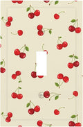 Sweet Cherry Blossom 1-Gang Toggle Light Switch Plate, Cute Cherry Duo Retro Cherry Print Decorative Wall Plate for Girls Room Decor