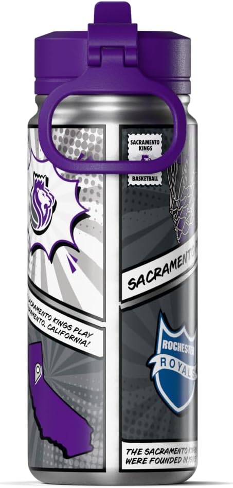 Hydrapeak x NBA Sacramento Kings 20 oz Stainless Steel Water Bottle, Officially Licensed Double Wall Insulated Sports Bottle with Straw Lid, Reusable Leakproof Gift for Kids & Adults