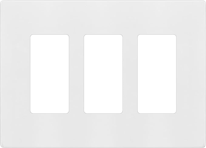 ENERLITES Screwless Decorator Wall Plates Child Safe Outlet Covers, Gloss Finish, Medium Size 3-Gang 4.88" H x 6.77" L, Unbreakable Polycarbonate Thermoplastic, SI8833M-W, White