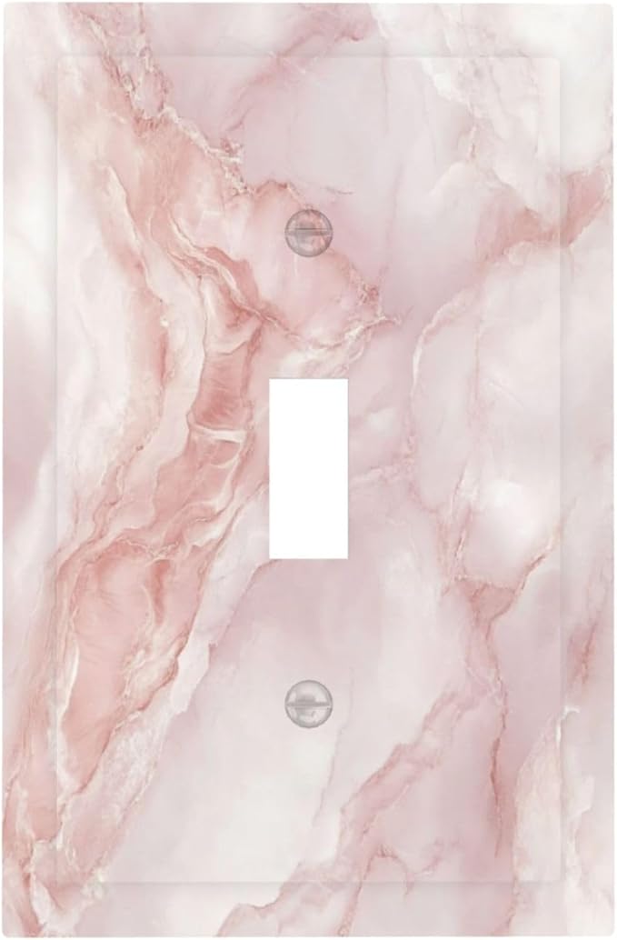 Light Switch Cover Plate Pinkish-White Marble Abstract Luxury Elegant 1 Gang Wall Plate Cover Single Toggle Outlet Covers Decorative Switch Plate Covers Electrical Faceplate for Bathroom Home