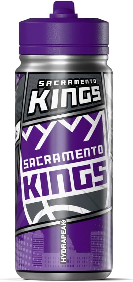 Hydrapeak x NBA Sacramento Kings 20 oz Stainless Steel Water Bottle, Officially Licensed Double Wall Insulated Sports Bottle with Straw Lid, Reusable Leakproof Gift for Kids & Adults